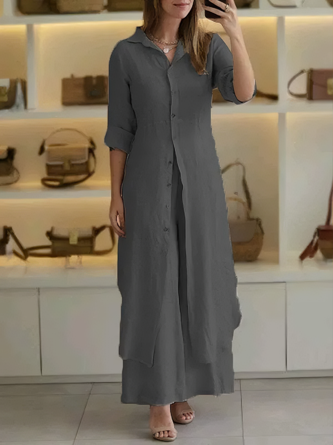 Tweedelige Elegante Set met Wijde Broek – Vivenne