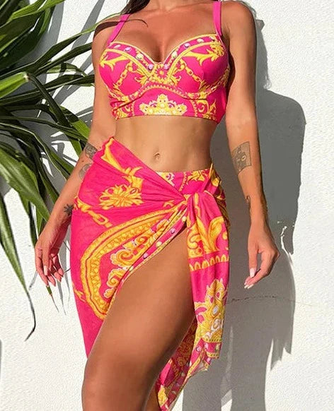 Boho push-up bikini dames met cover-up set – Yalina