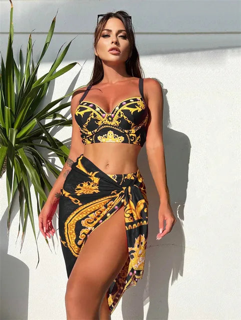 Boho push-up bikini dames met cover-up set – Yalina