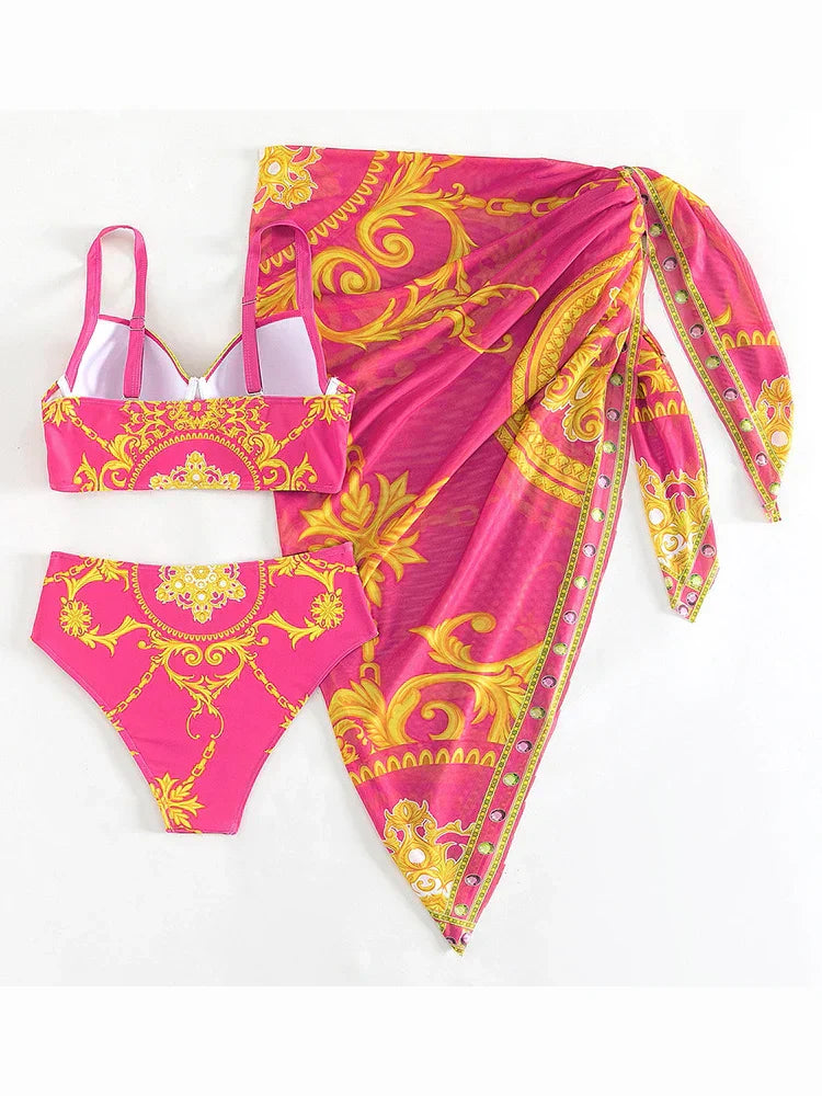 Boho push-up bikini dames met cover-up set – Yalina