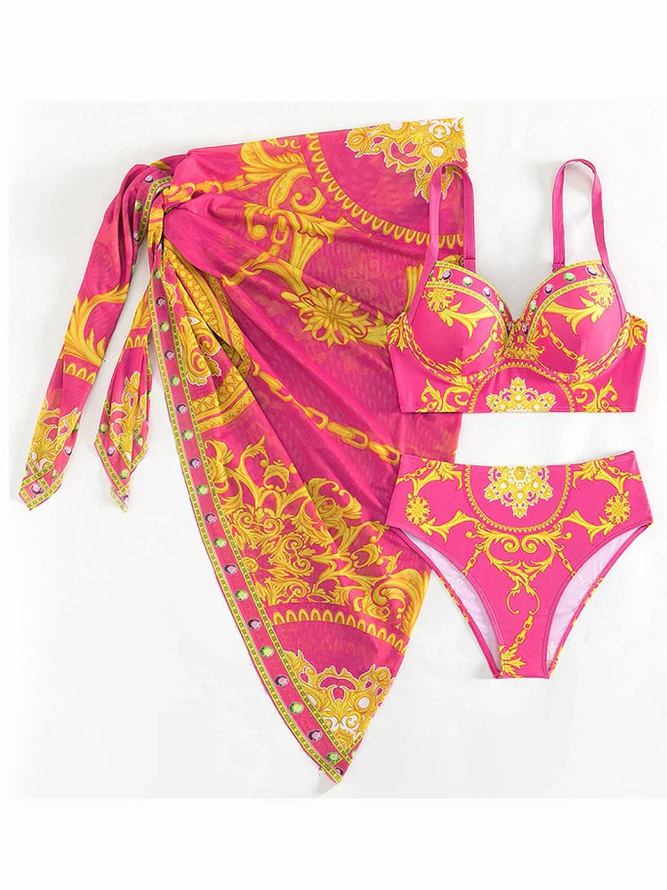Boho push-up bikini dames met cover-up set – Yalina
