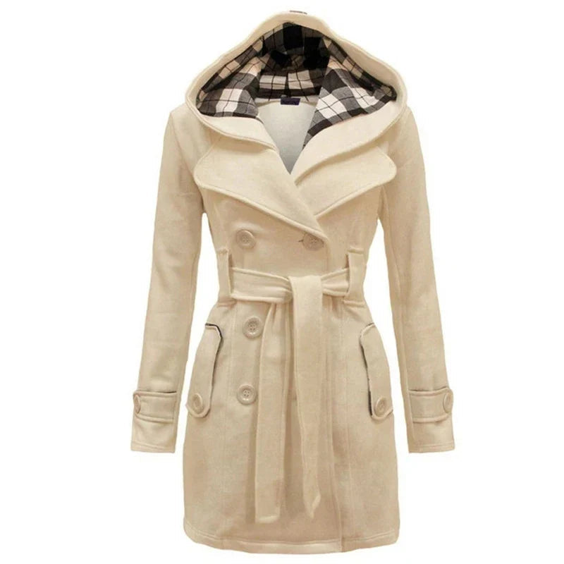Lange trenchcoat dames | Elegante winterjas met ceintuur – Sophie