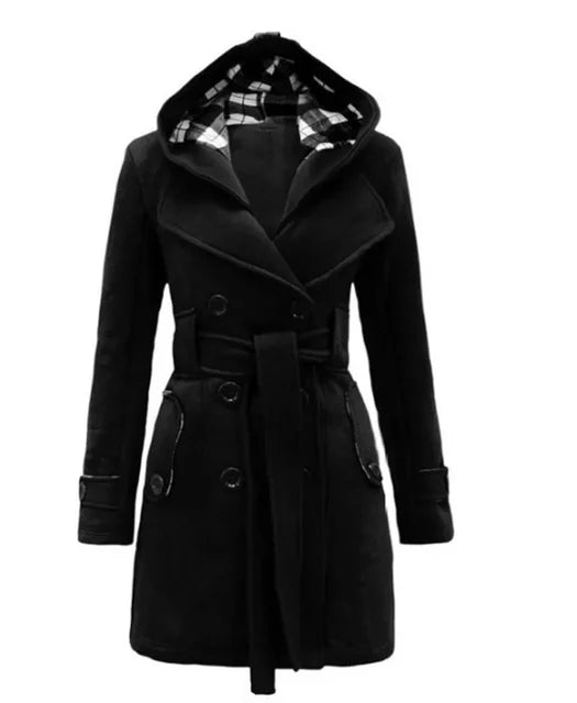 Lange trenchcoat dames | Elegante winterjas met ceintuur – Sophie