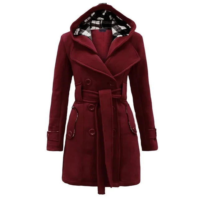 Lange trenchcoat dames | Elegante winterjas met ceintuur – Sophie