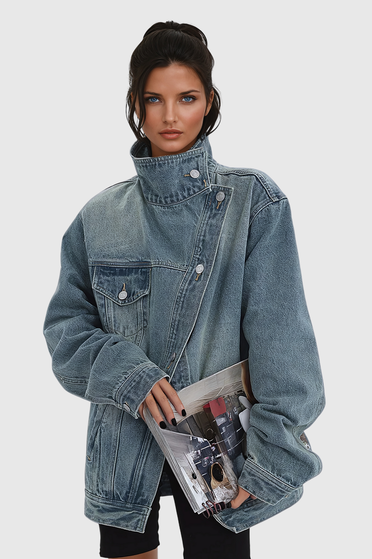 Asymmetrische Oversized Spijkerjas - Vivid Twist Denim Jacket