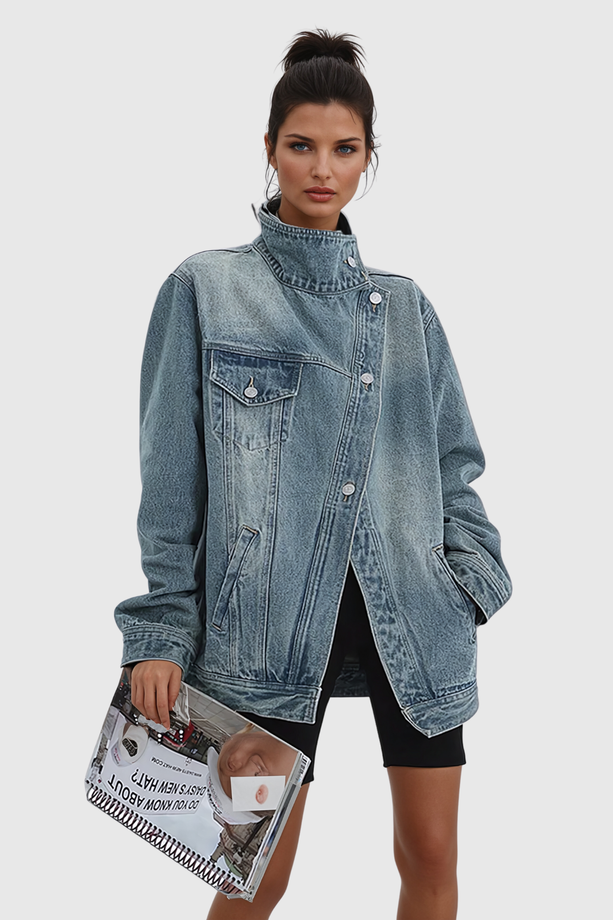 Asymmetrische Oversized Spijkerjas - Vivid Twist Denim Jacket