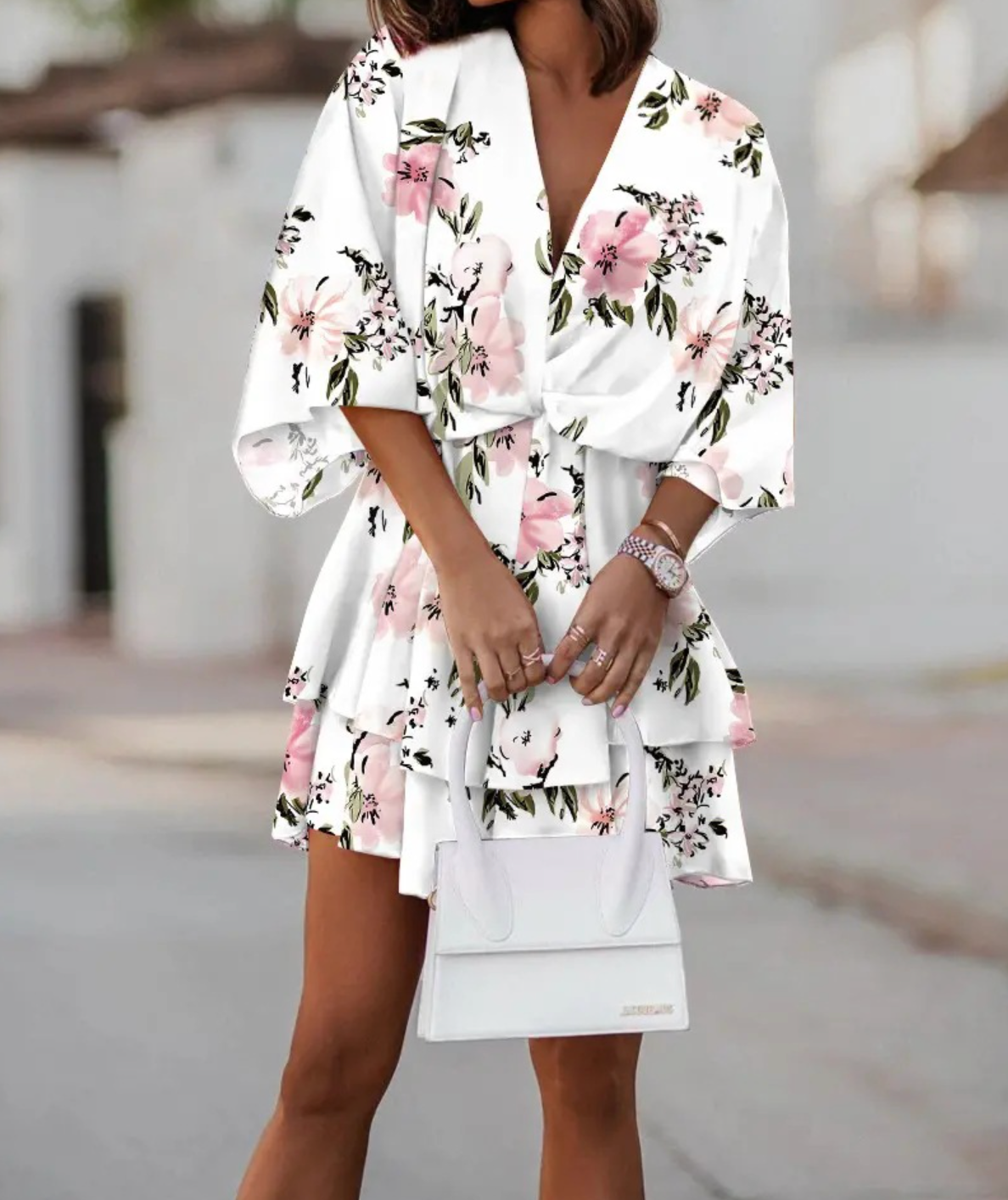 Boho bloemen mini-jurk voor dames met ruffles – Saralyn