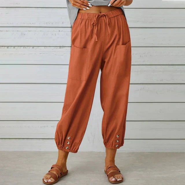 Casual damesbroek met koordtaille en zakken – Claudine