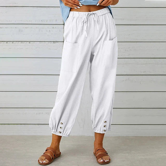 Casual damesbroek met koordtaille en zakken – Claudine