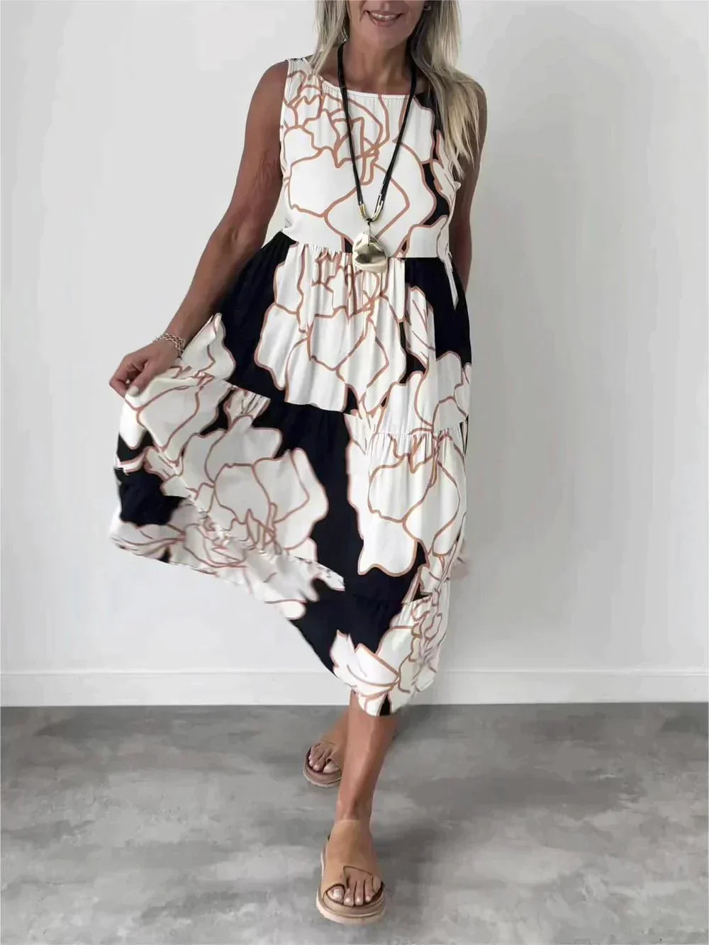 Zomerjurk Mouwloos Print Comfortabele Elegantie – Yara