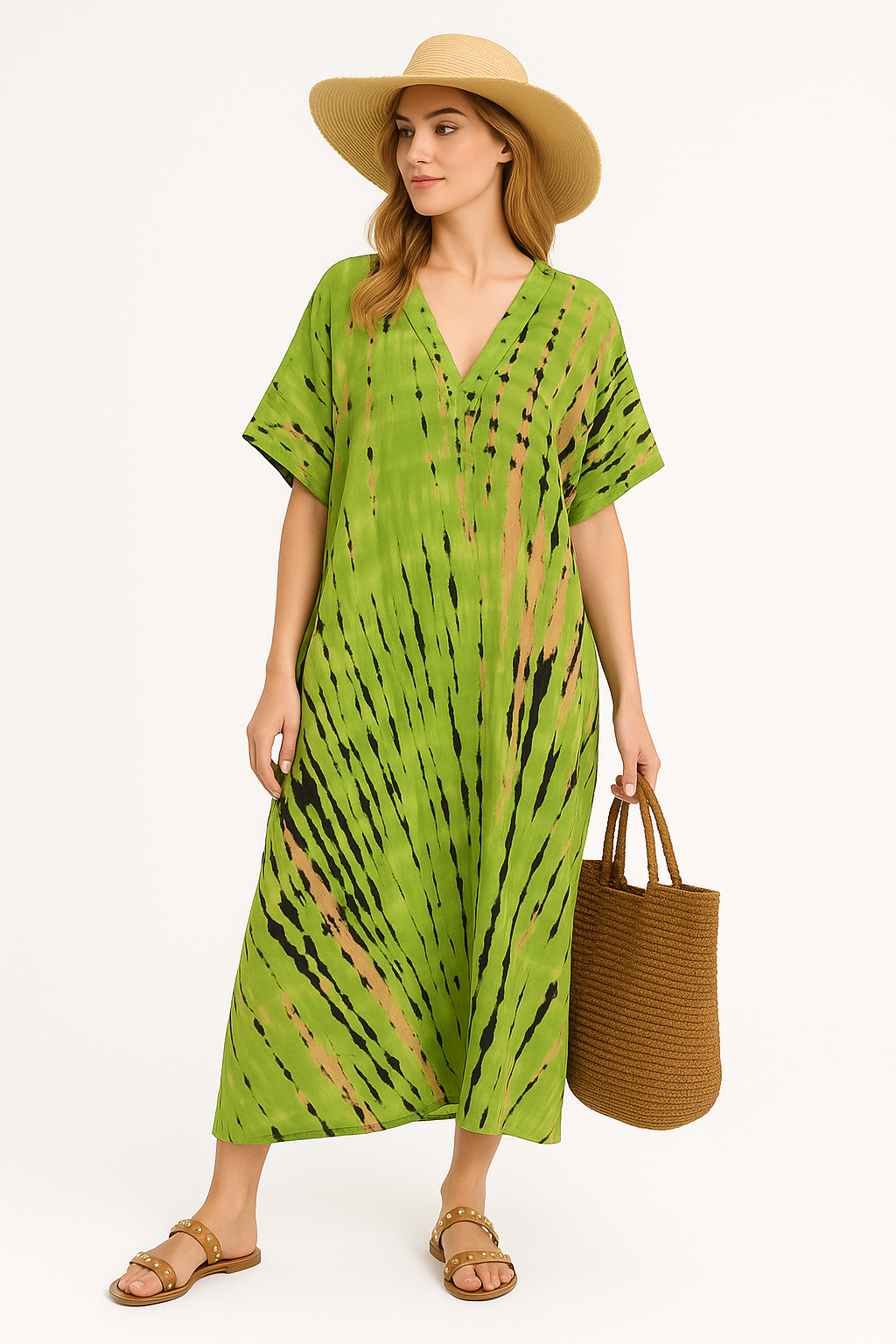 Zwart-wit Gestreepte Kaftan Jurk voor Dames – Lysara