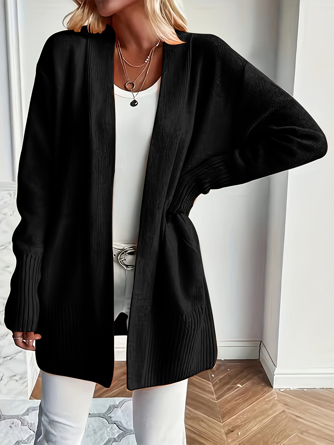 Lang dames vest met V-hals en stijl – Livia