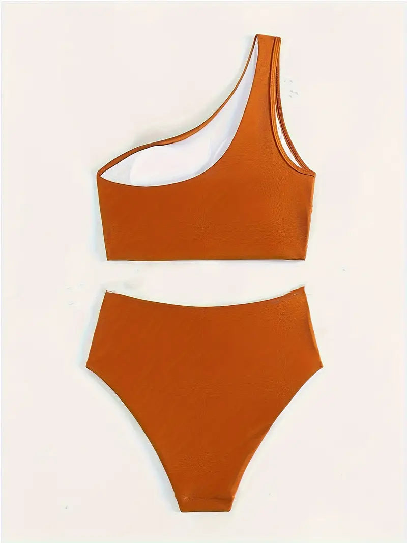 Satijnen bikini dames één schouder elegant – Marilou
