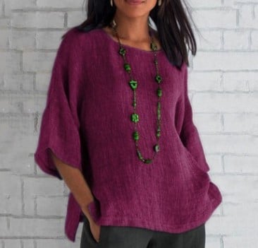 Lichte dames top met oosterse kraagdetails – Maisie