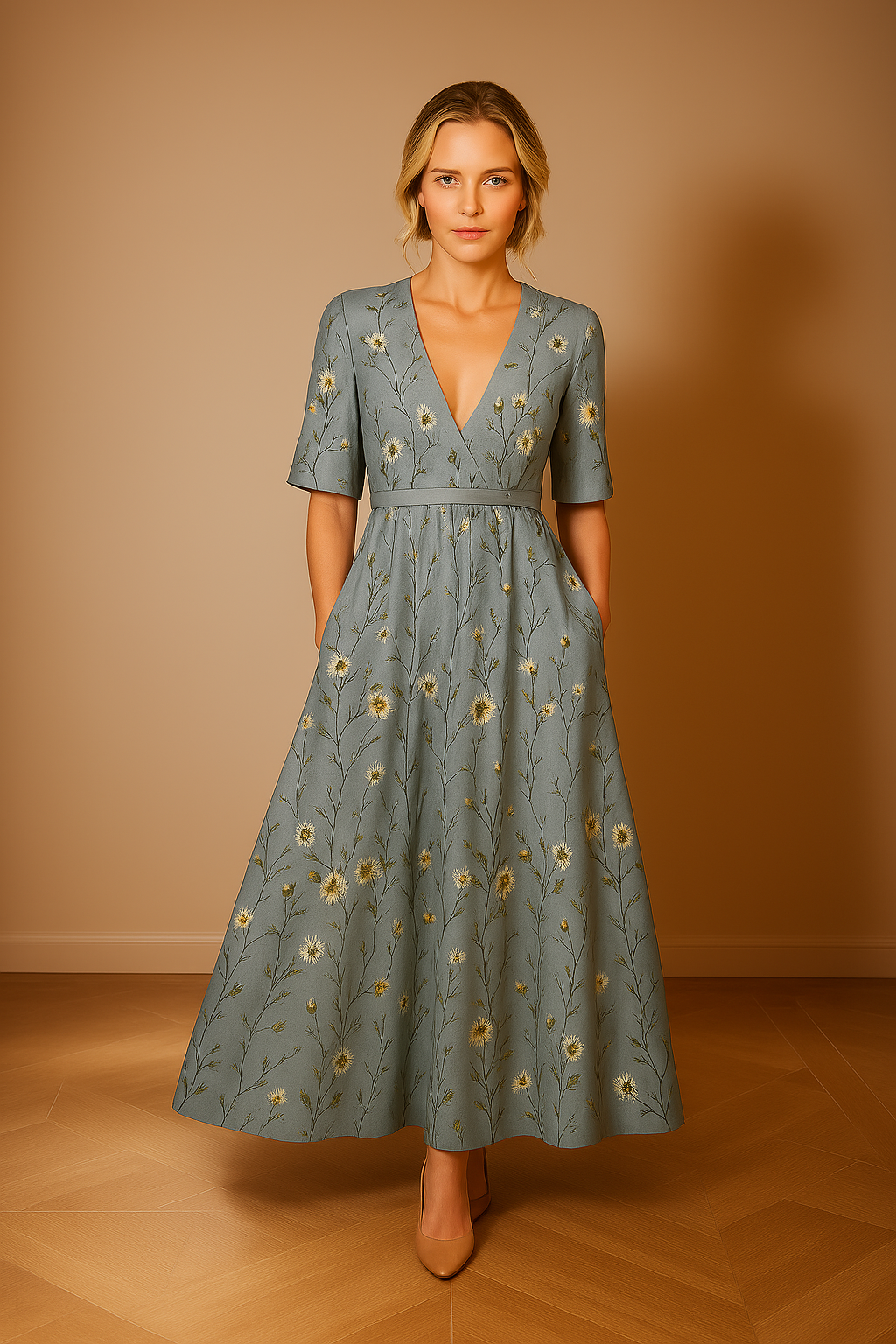 Bloemenprint zomerjurk luchtig wikkelmodel elegant – Elvée