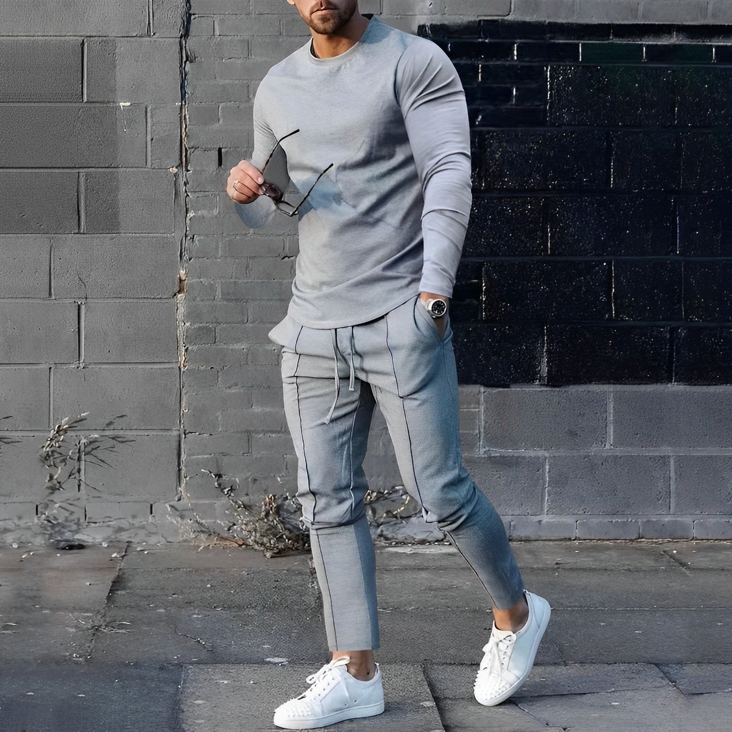 Street Style Set met Lange Mouwen voor Heren – Daan