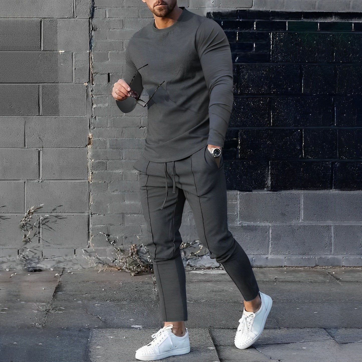 Street Style Set met Lange Mouwen voor Heren – Daan