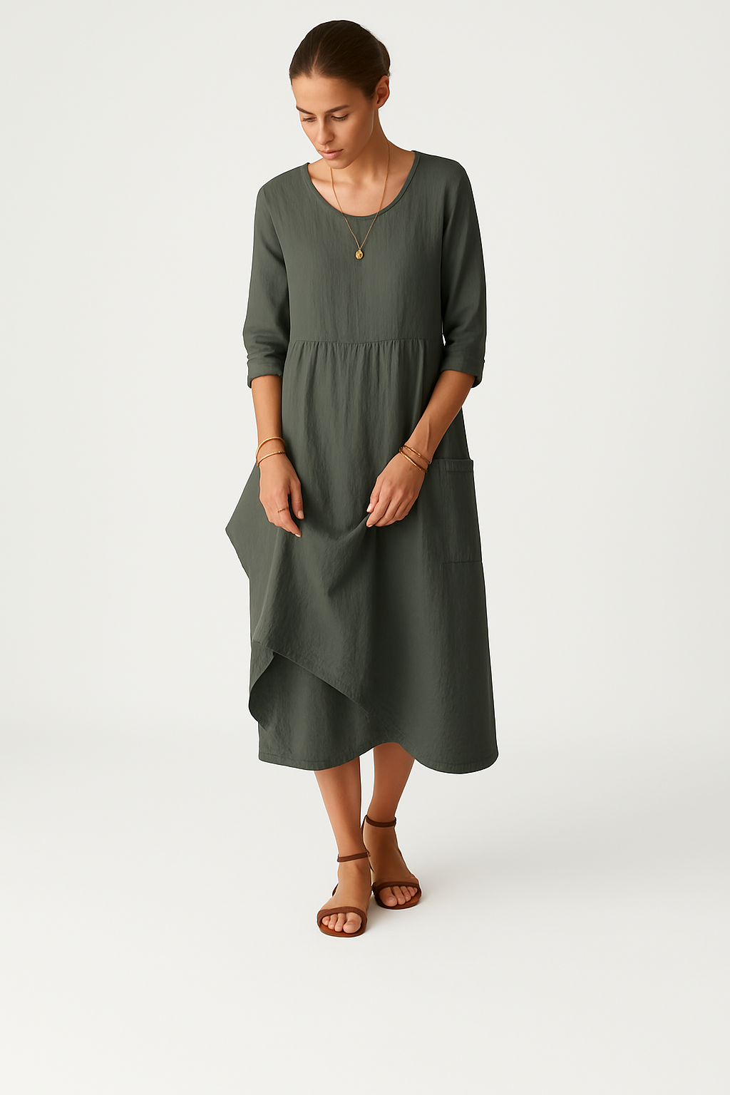 Losse maxi zomerjurk met ronde hals – Cirelle