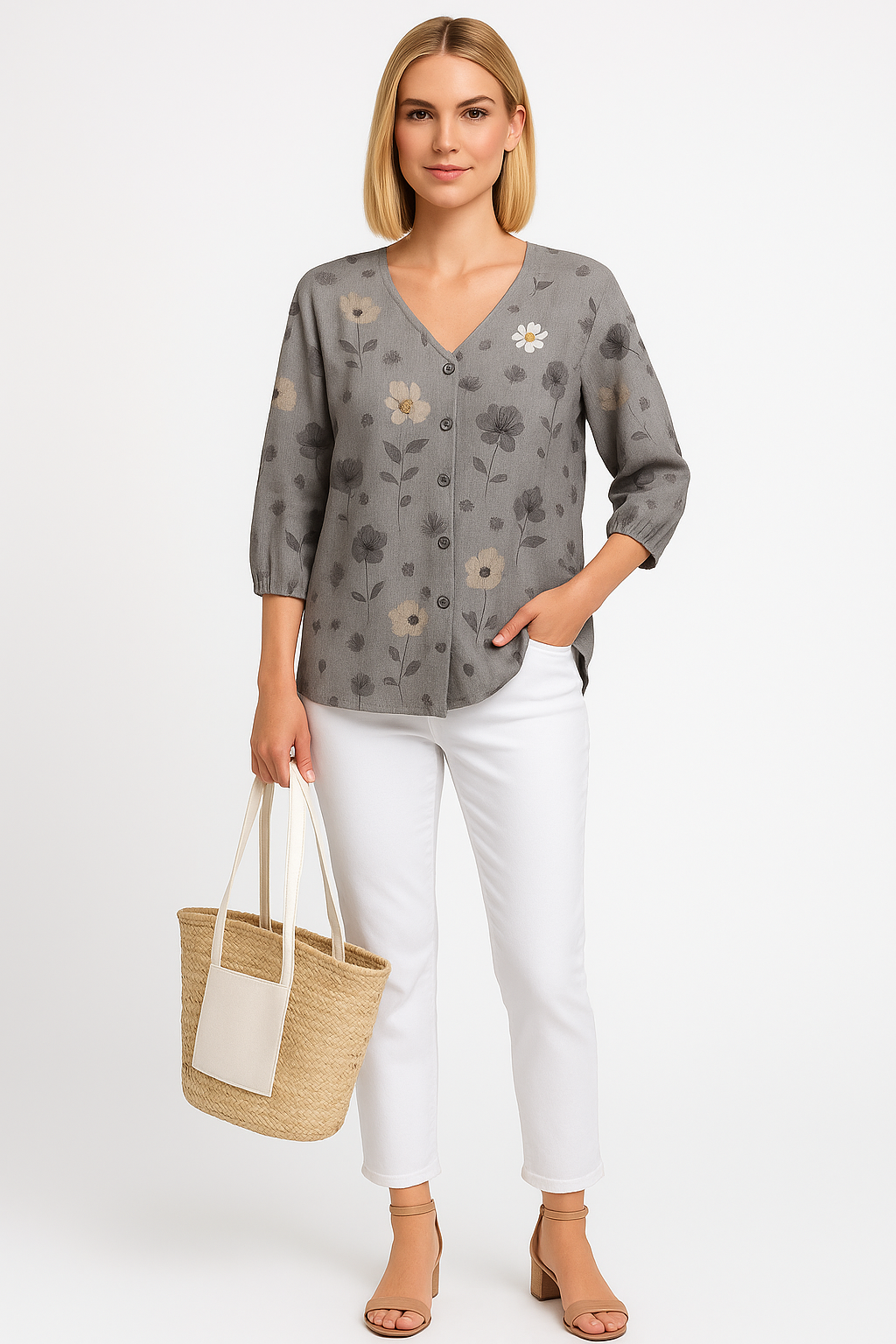 Luchtige damesblouse met bloemenprint en losse pasvorm – Élodie