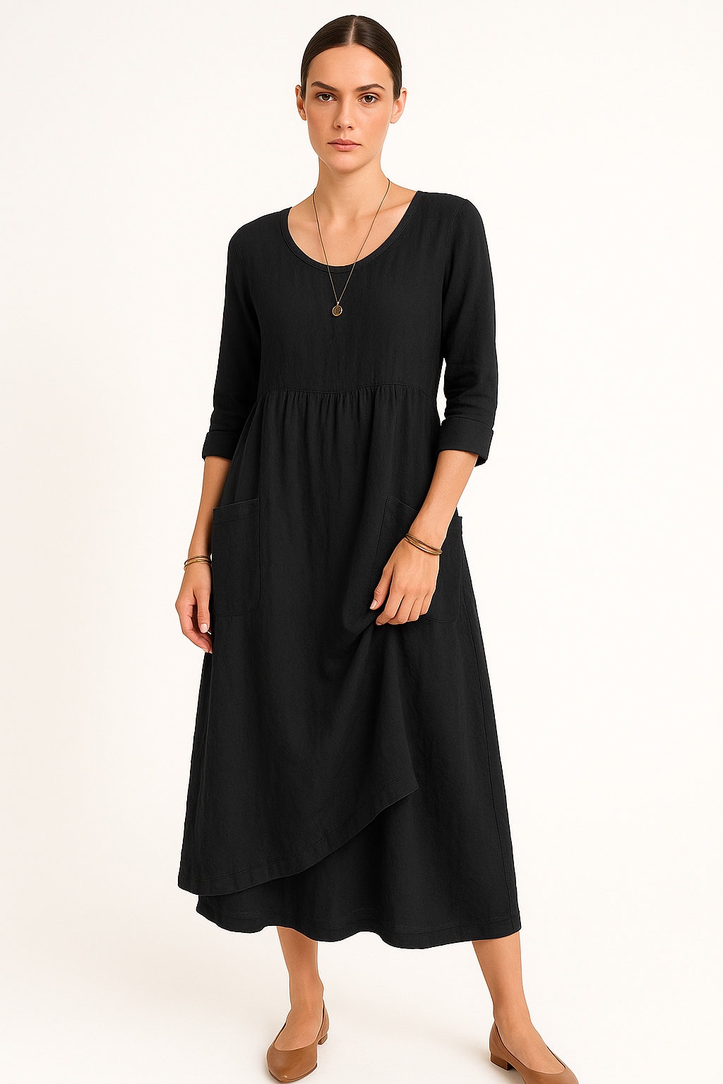 Losse maxi zomerjurk met ronde hals – Cirelle