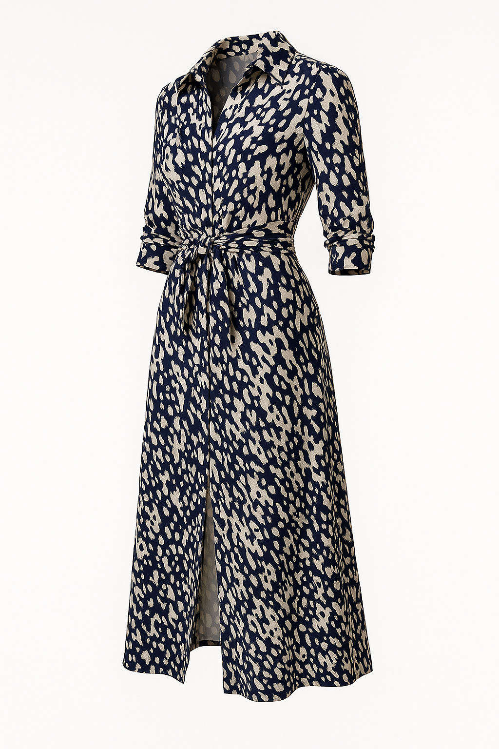 Elegante Jurk met Tailleceintuur en Print – Maëlys