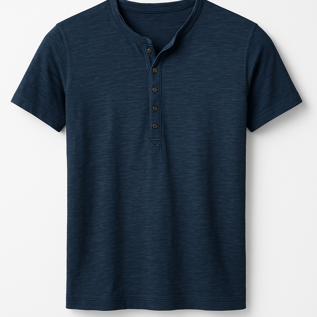 Henley shirt heren katoen vintage stijl zomer – Bas