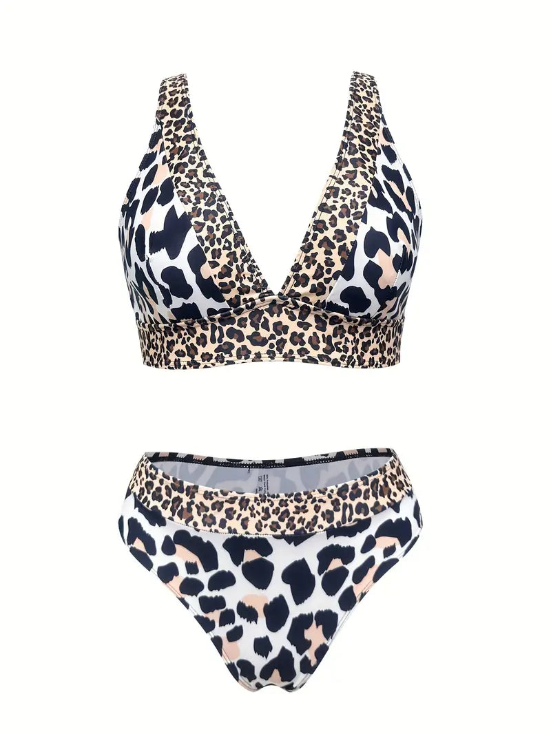 Panterprint bikini dames V-hals hoog model – Zayenna