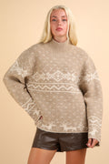 Beige kersttrui dames met feestelijk design – Sophie