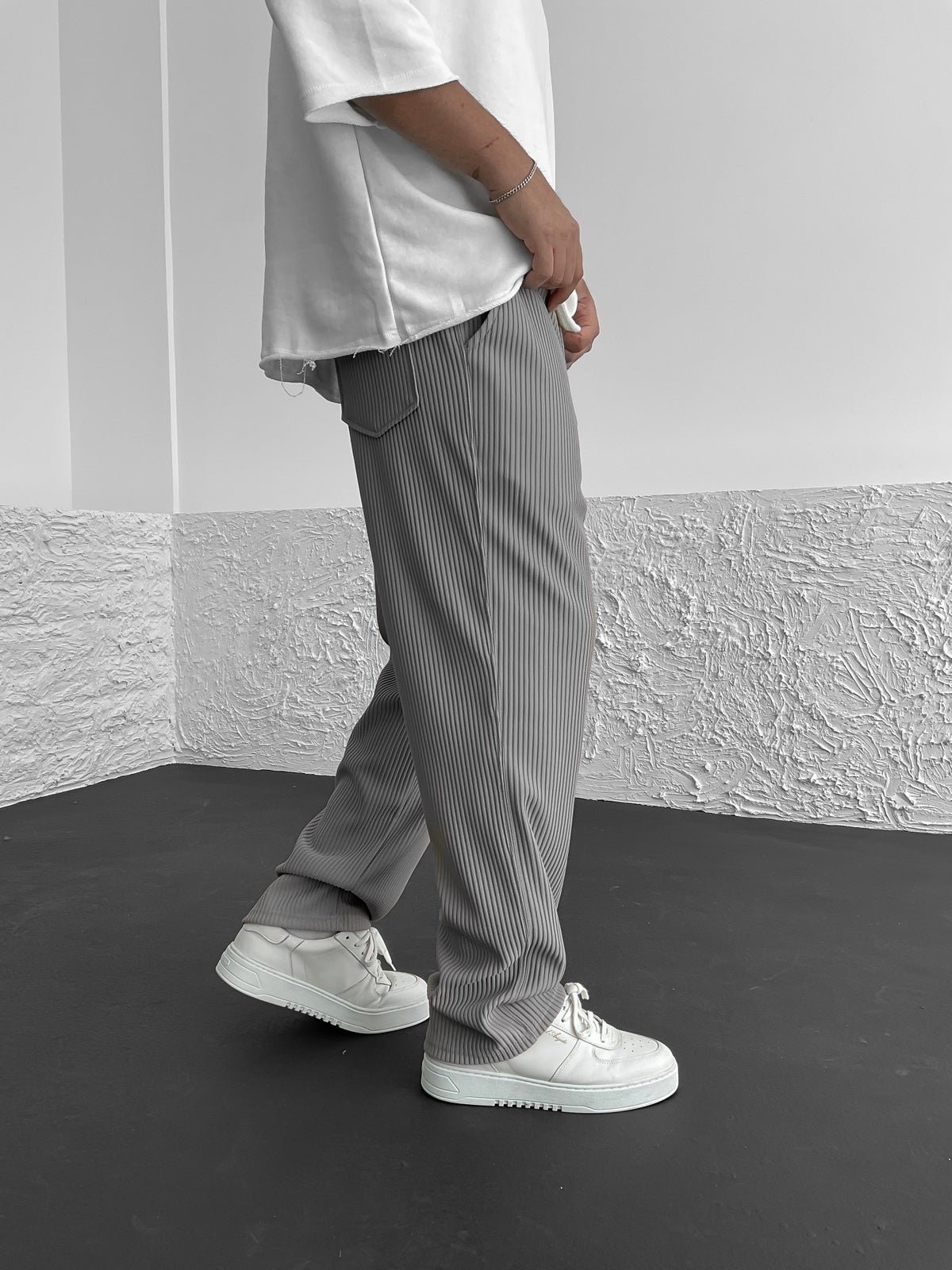 Geribbelde Herenbroek Spandex Comfort Stretch Fit – Nexoro