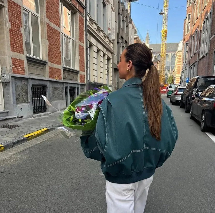 Oversized dames leren jas met edgy streetstyle look – Veraxa