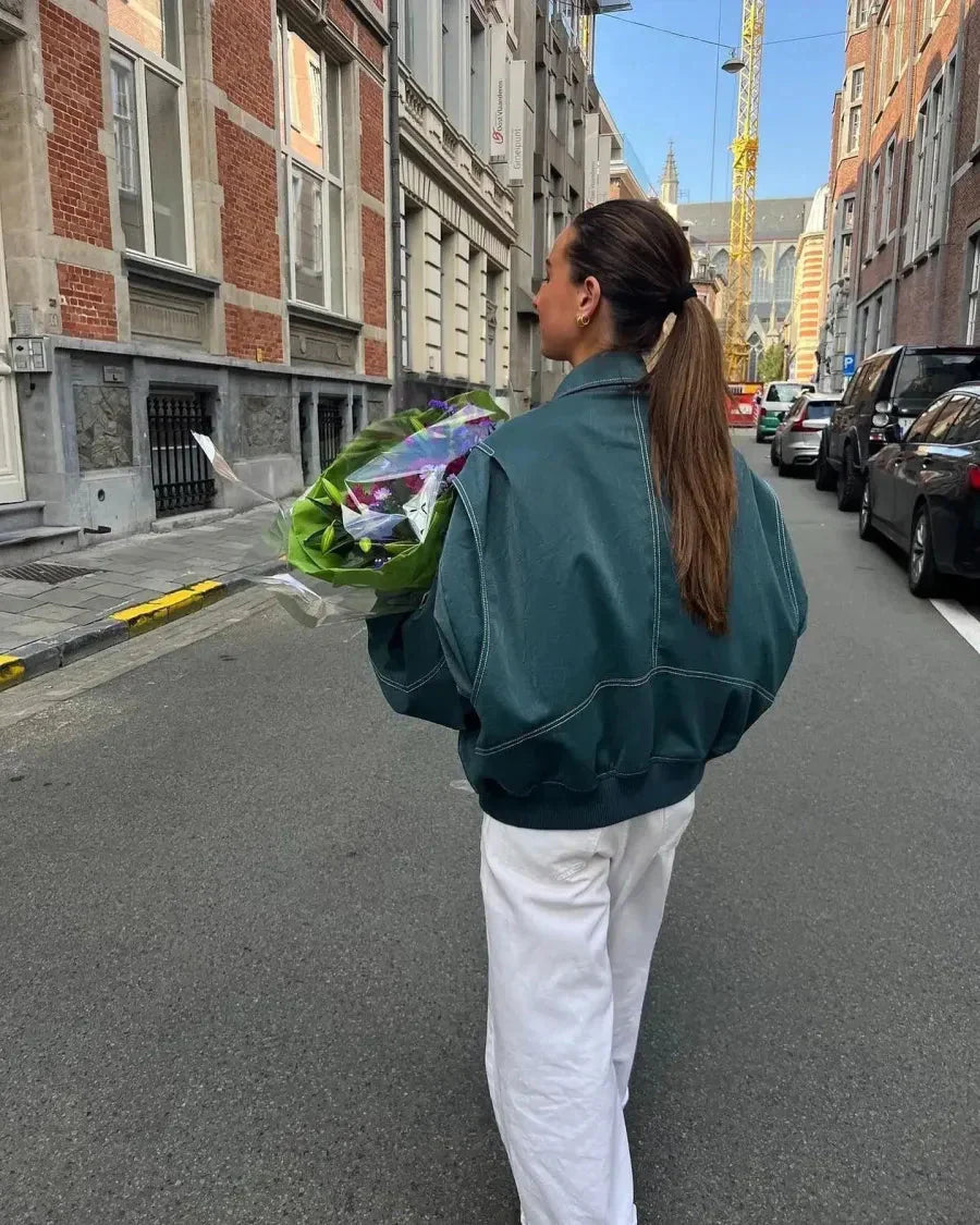 Oversized dames leren jas met edgy streetstyle look – Veraxa