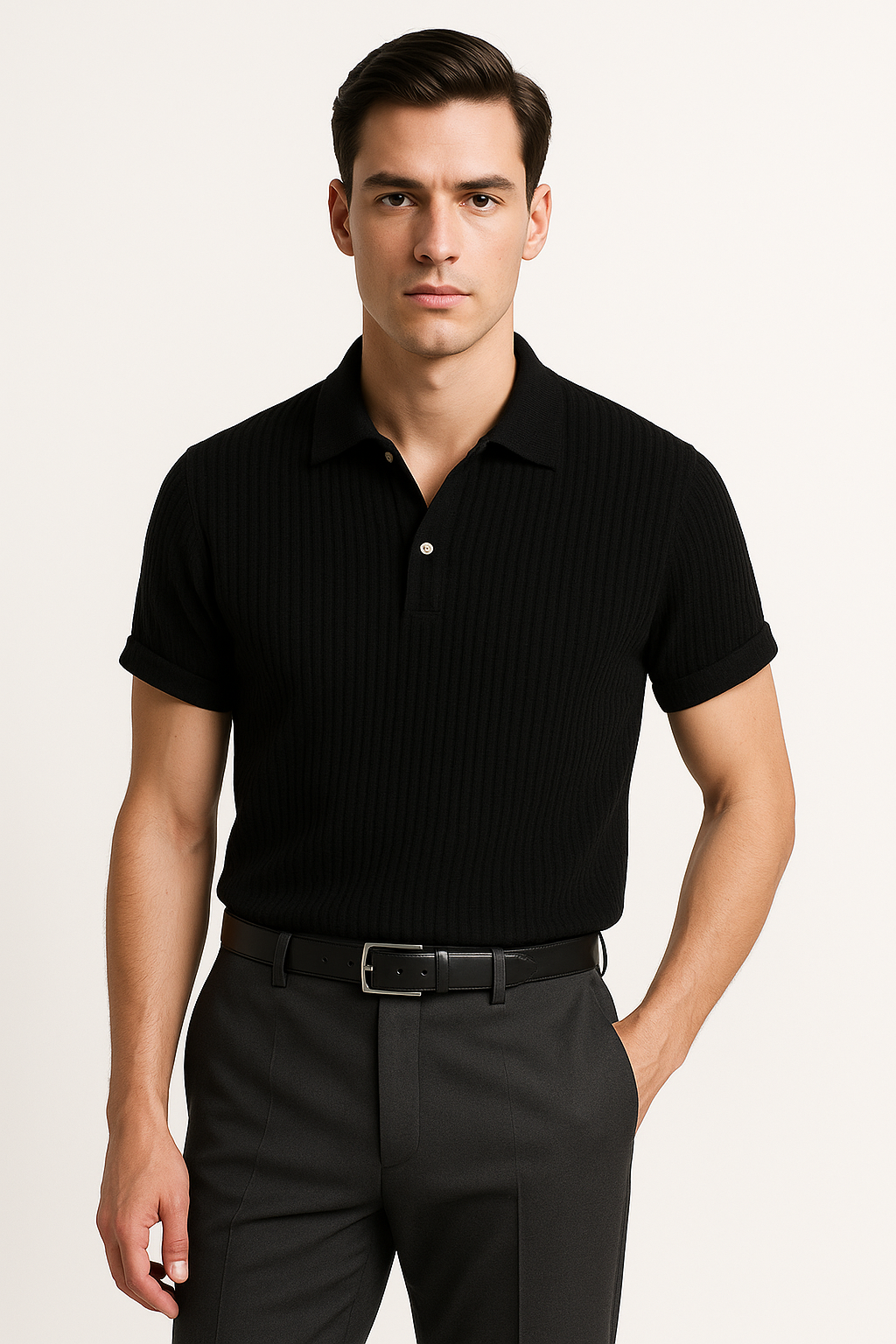 Heren Gebreid Poloshirt Ademend Comfort en Stijl – Rovian
