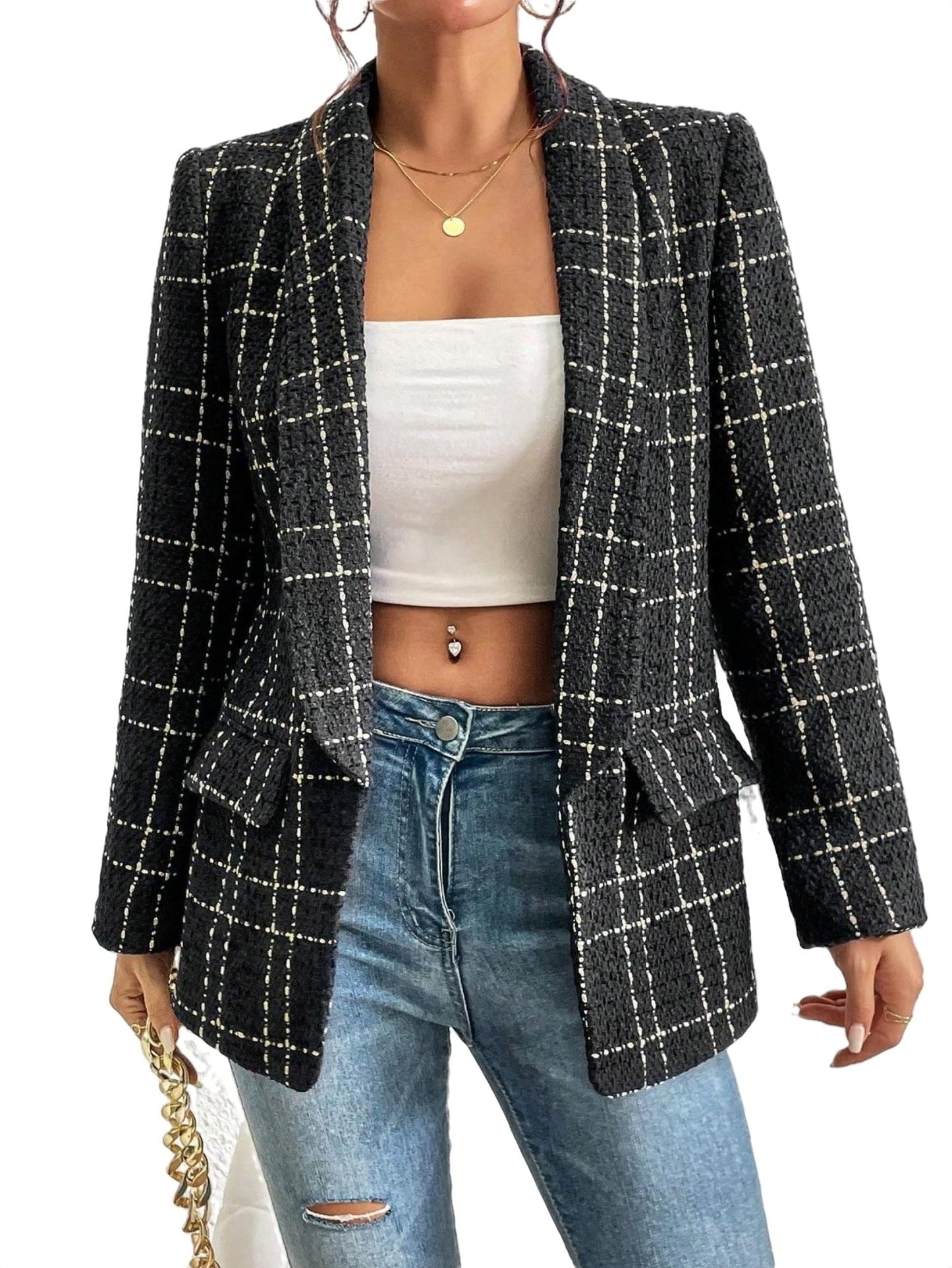 Geruite damesblazer voor elegante stijl en comfort – Clara