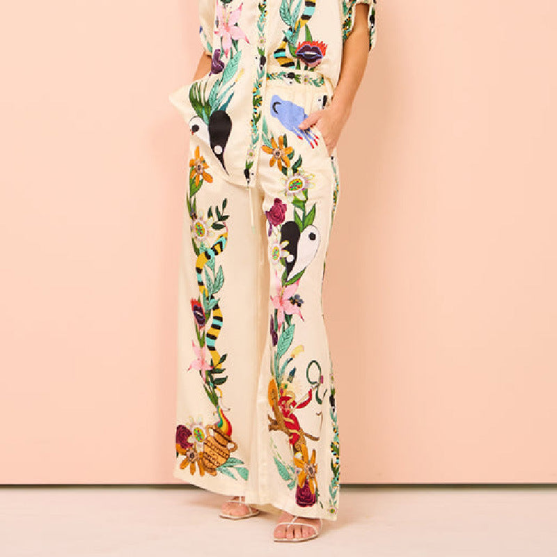 Satijnen bloemen loungewear set voor dames – Aylin