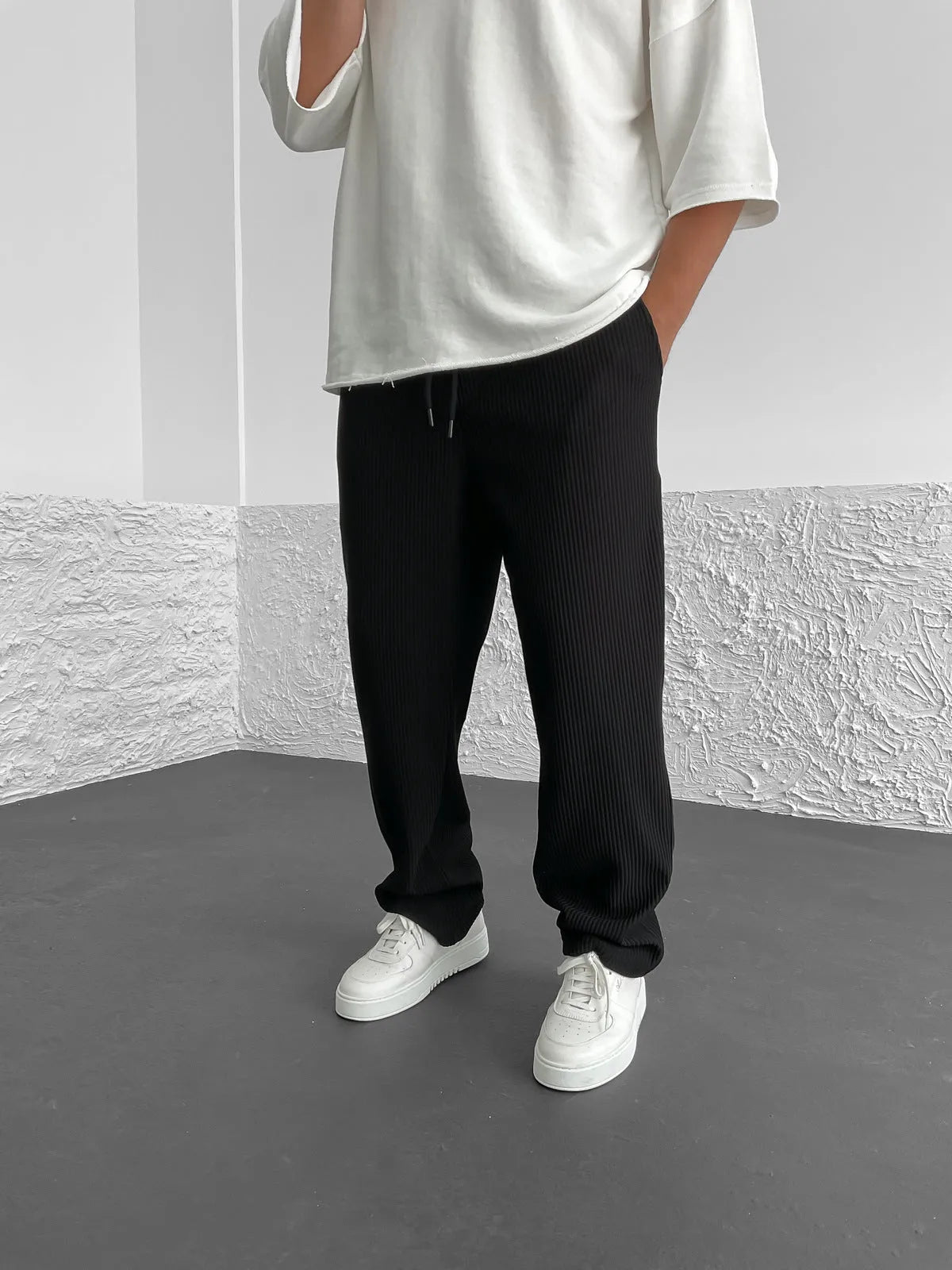 Geribbelde Herenbroek Spandex Comfort Stretch Fit – Nexoro