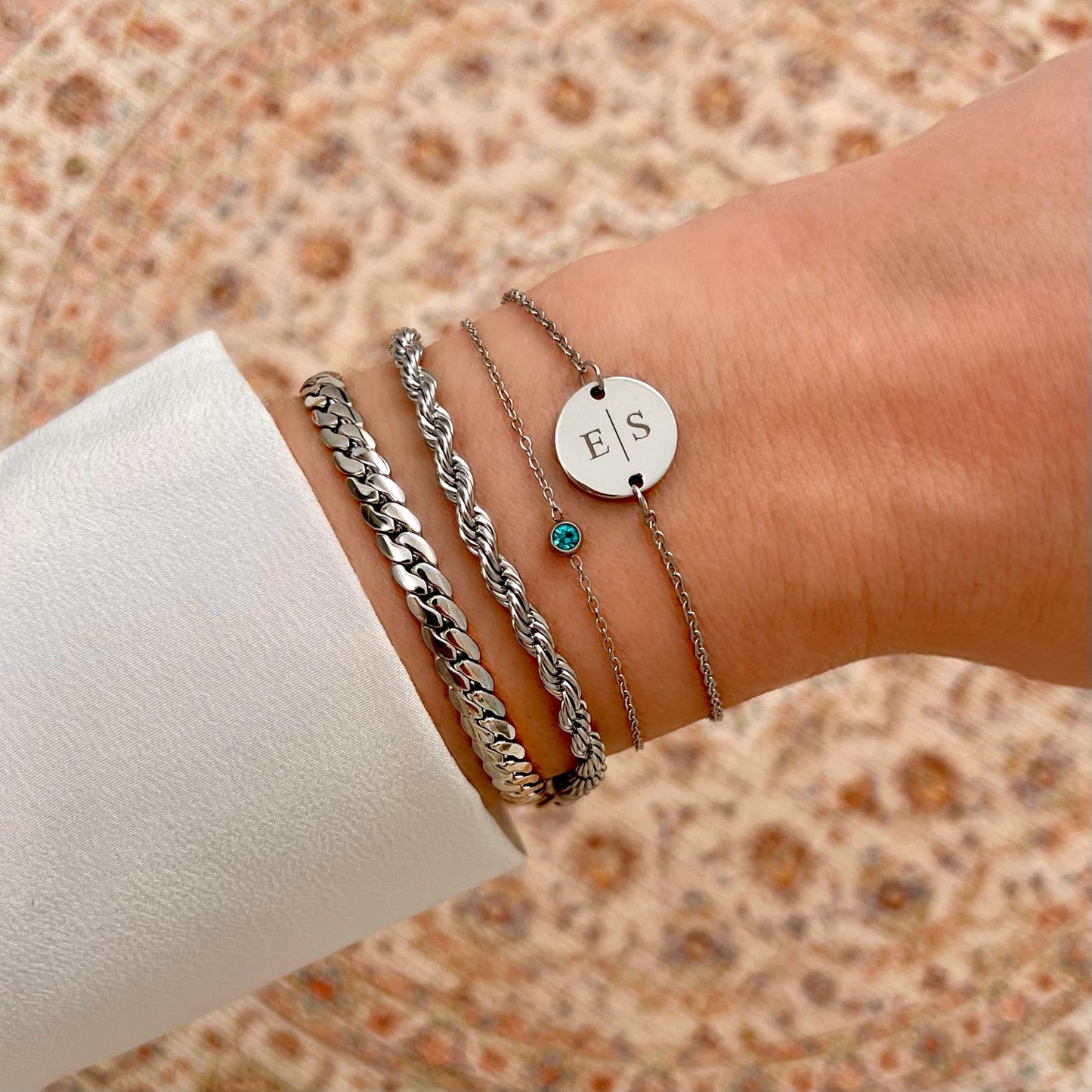 Geboortesteen Armband van Zilver en Goud – Persoonlijk Cadeau – Astralia