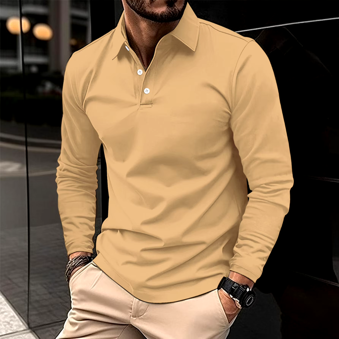 Heren Slim Fit Longsleeve Shirt Ademend Comfort – Maxaro