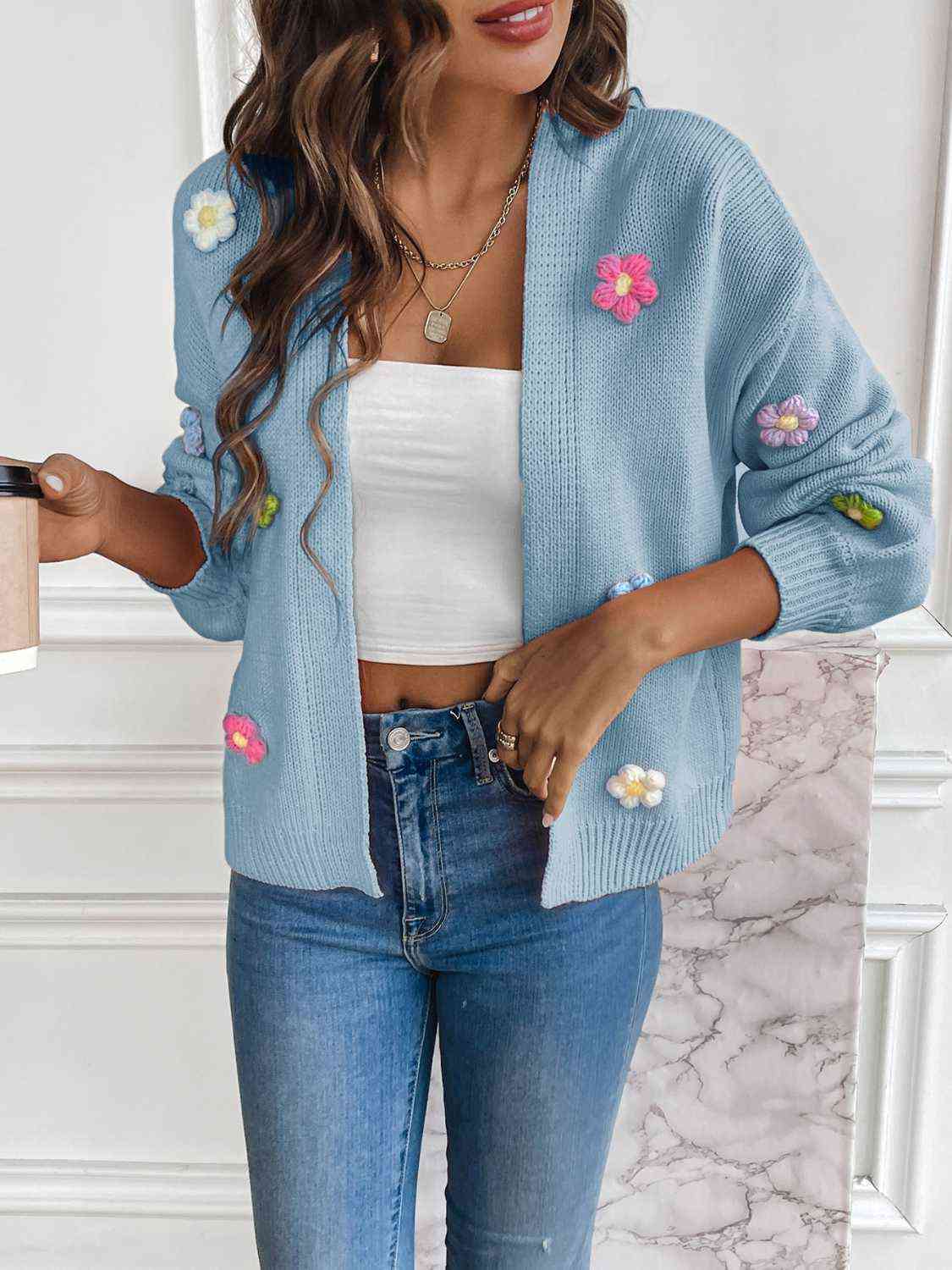Lichtgewicht dames cardigan met bloemenpatroon – Lotje