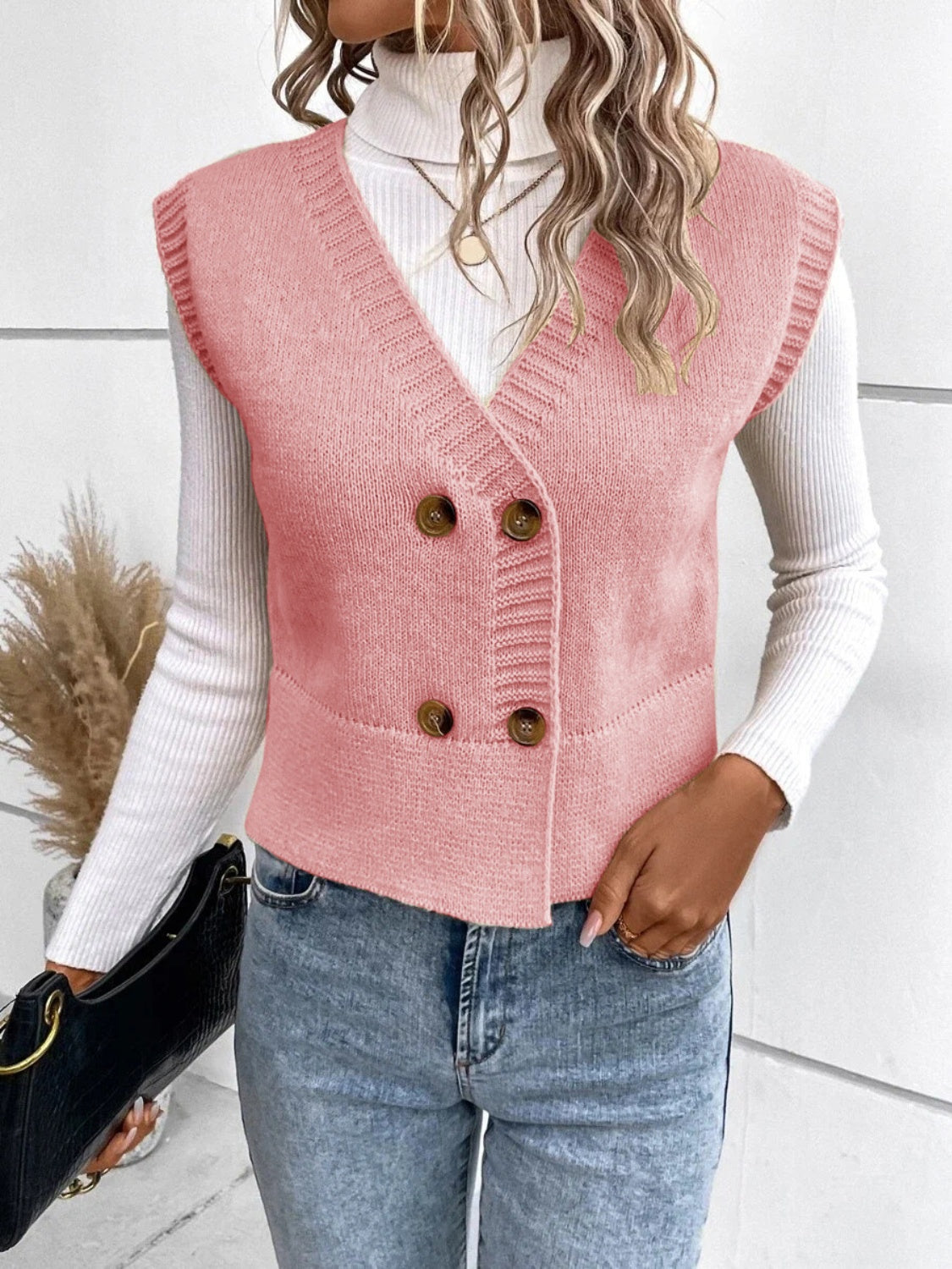 Stijlvolle V-hals cardigan met knopen – Emma