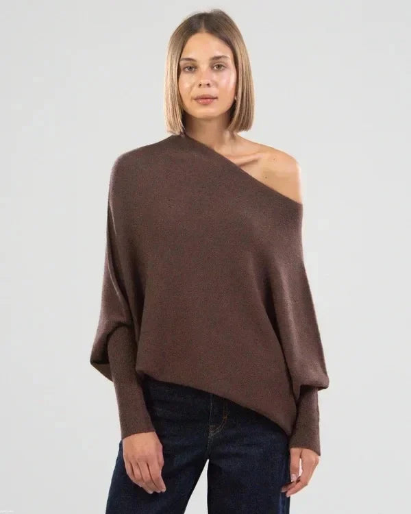 Gedrapeerde asymmetrische damestrui met casual pasvorm – Livia