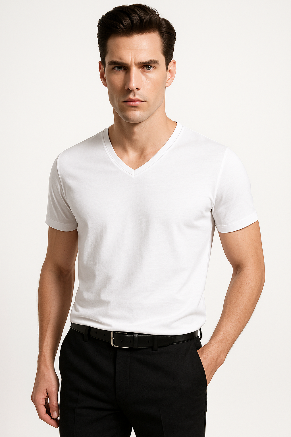 Bamboe heren T-shirt met V-hals lichtgewicht –Ambroos
