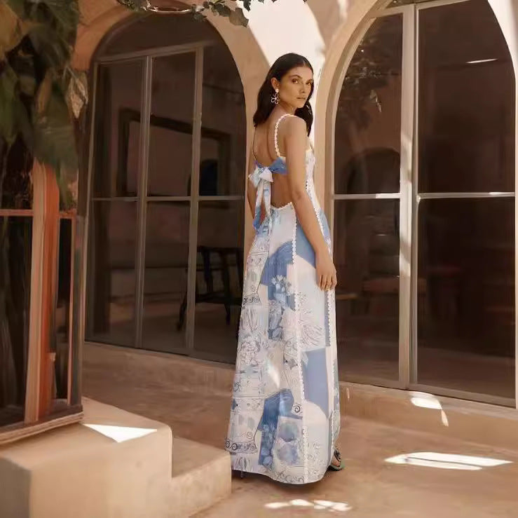 Sexy Blauw Lange Jurk Met Kant - Sophie