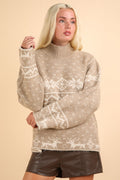 Beige kersttrui dames met feestelijk design – Sophie