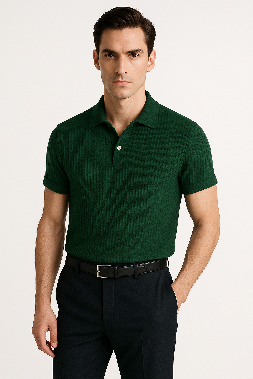 Heren Gebreid Poloshirt Ademend Comfort en Stijl – Rovian