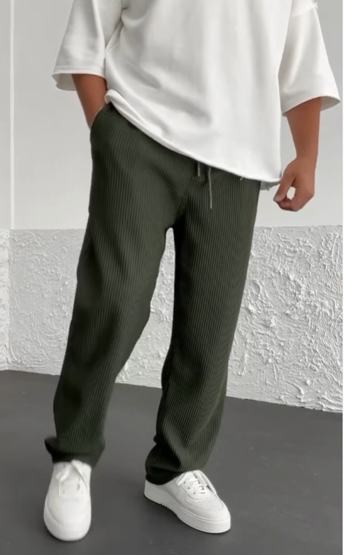 Geribbelde Herenbroek Spandex Comfort Stretch Fit – Nexoro