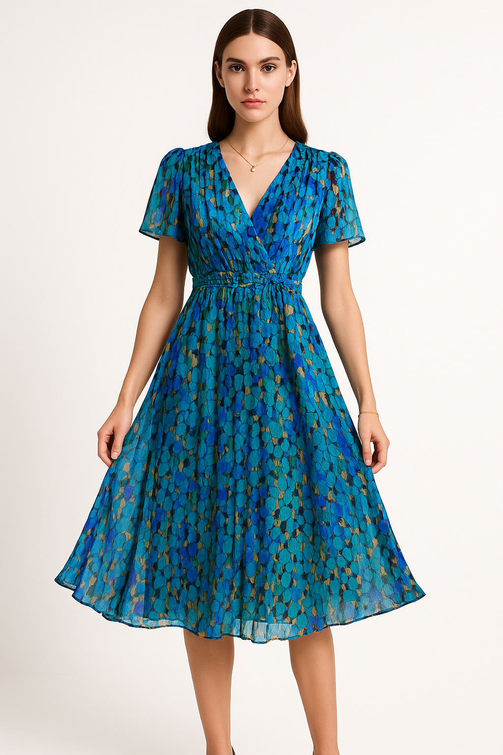 Wikkelzomerjurk met V-hals van chiffon – Ember