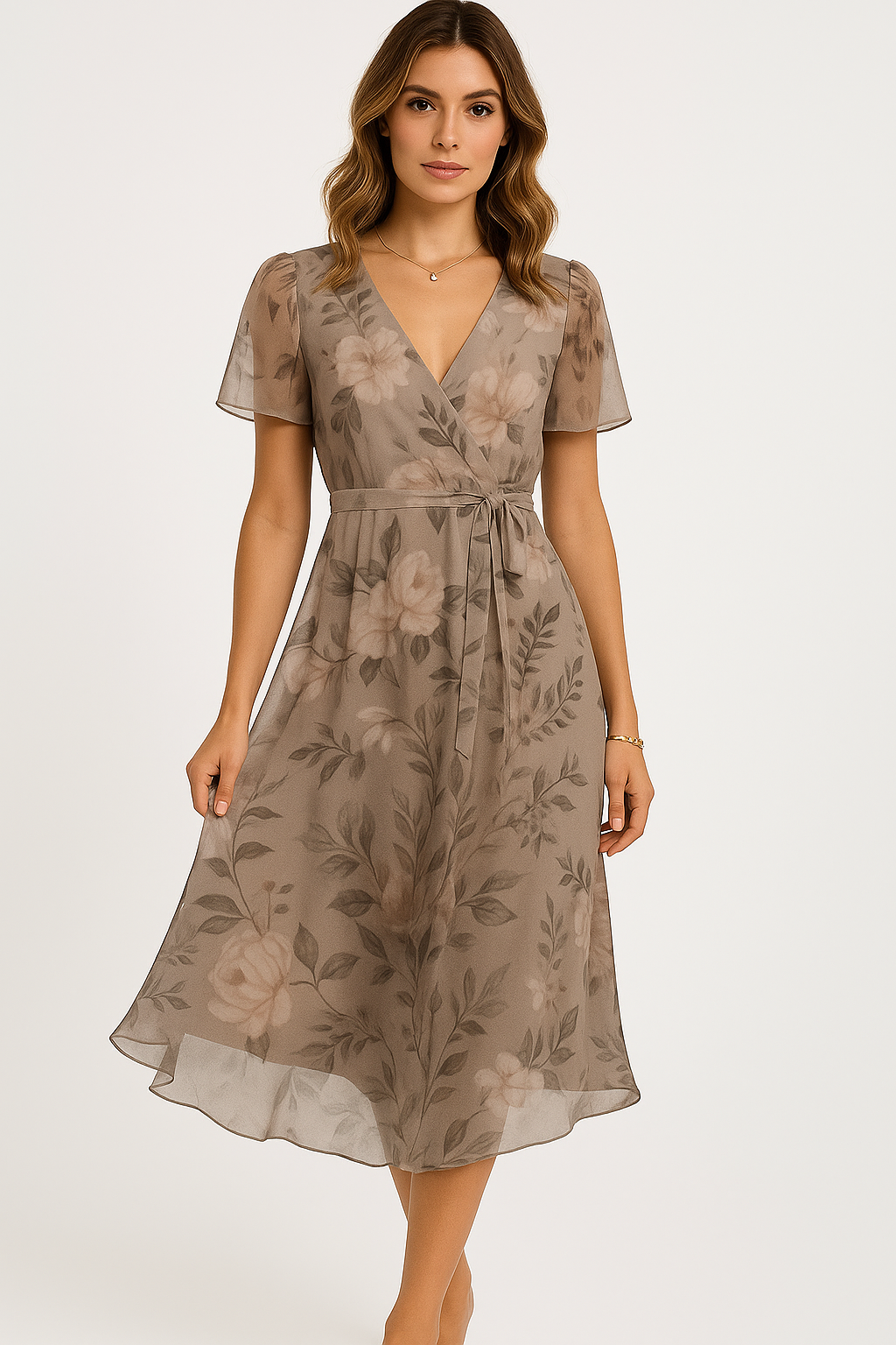Wikkelzomerjurk met V-hals van chiffon – Ember