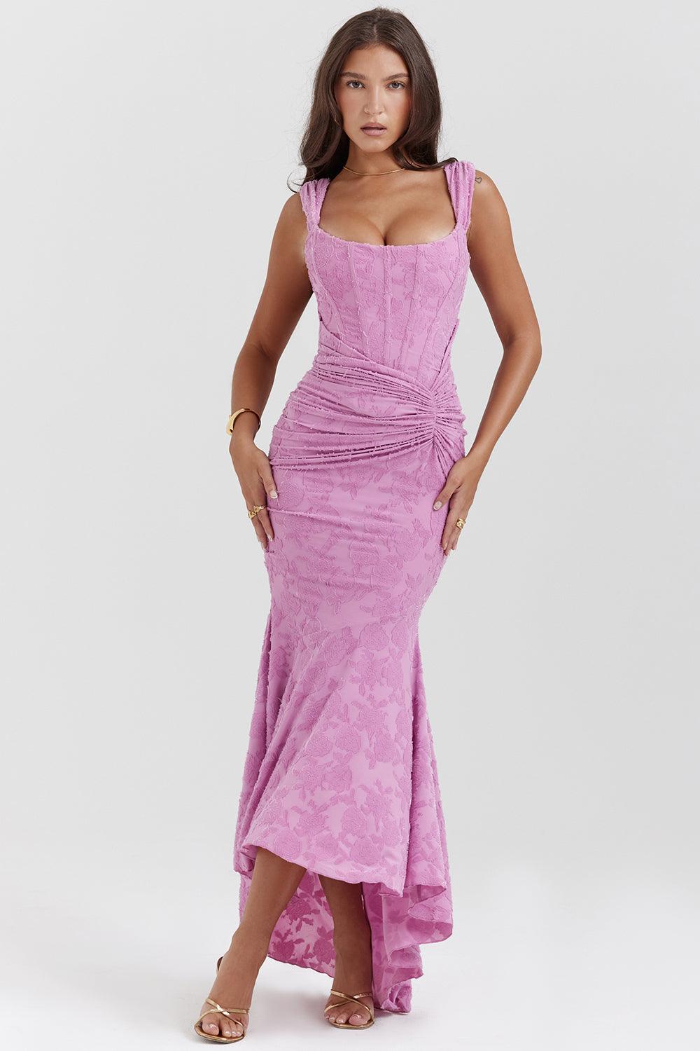 Getextureerde maxi-jurk met elegante pasvorm – Amelie