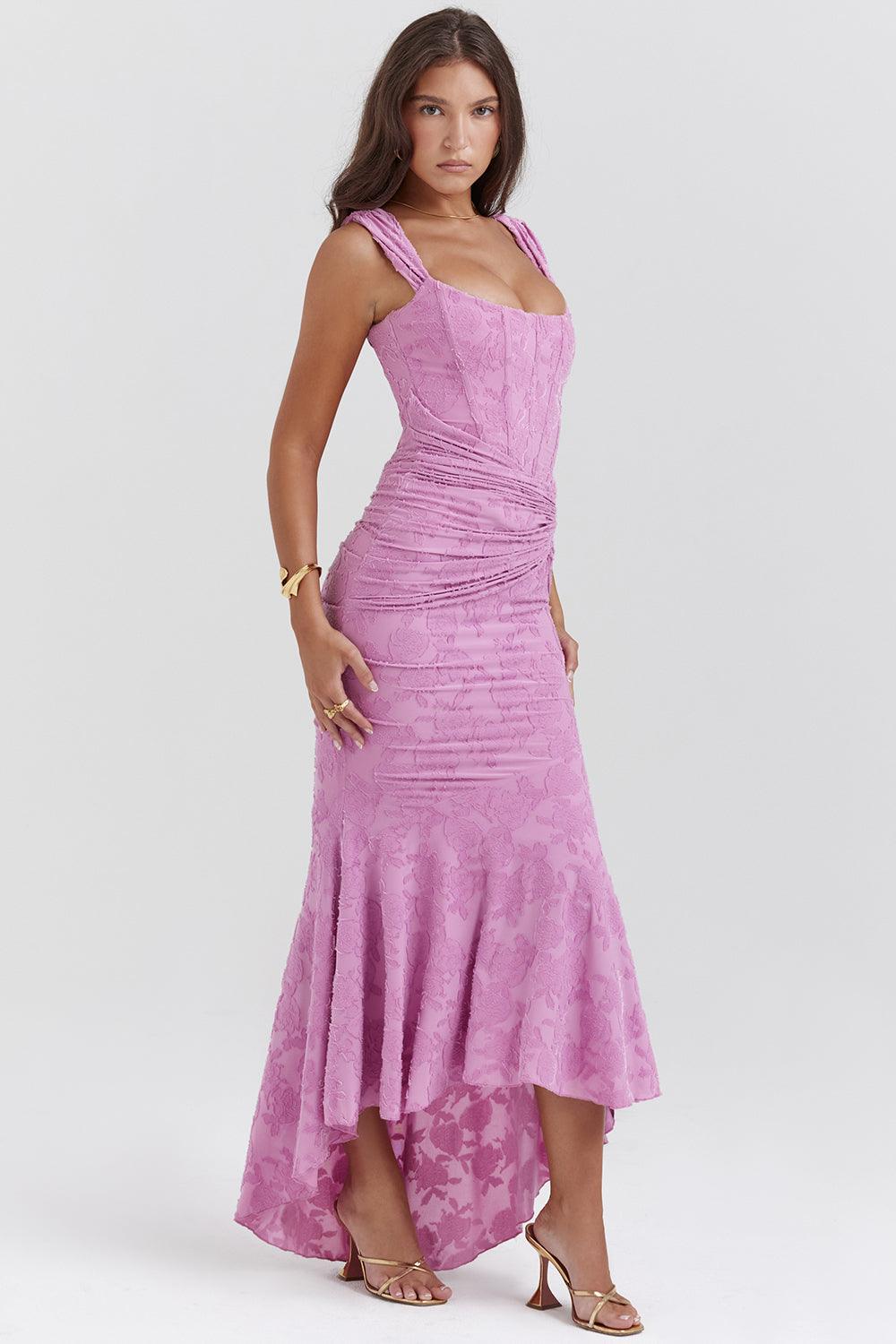 Getextureerde maxi-jurk met elegante pasvorm – Amelie