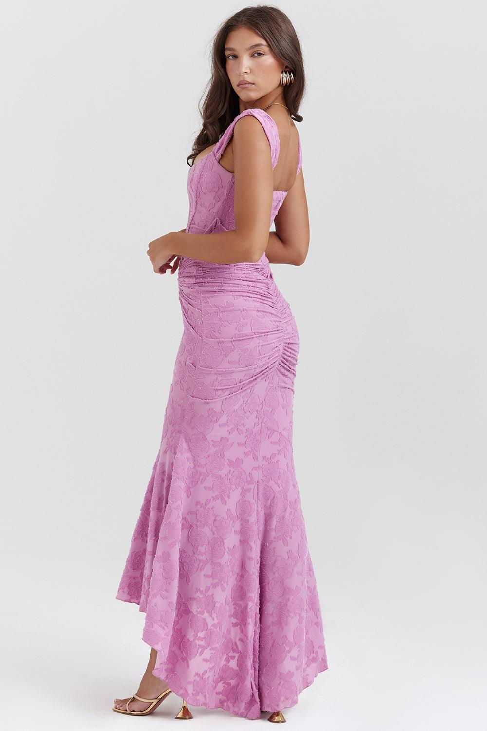 Getextureerde maxi-jurk met elegante pasvorm – Amelie
